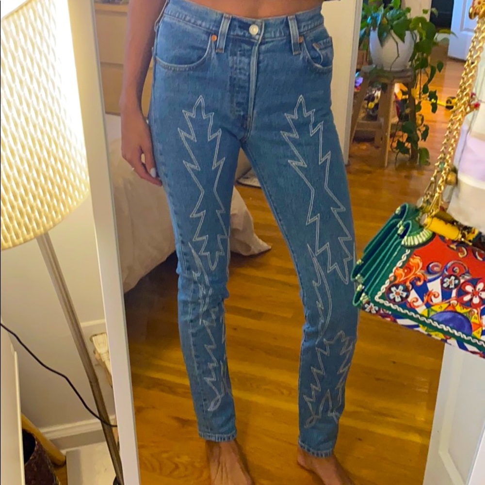 Levi’s western embroidered jeans. 501 skinny
